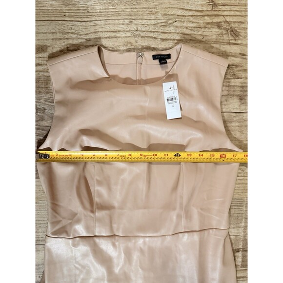 Ann Taylor Dress Beige Faux Leather Sleeveless Sheath Size 8 NWT - Picture 4 of 5